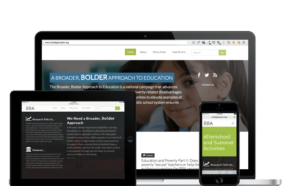 Screenshots of WordPress Website for Washington DC Education Nonprofit