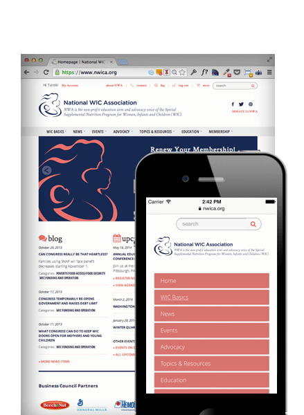 NWA website redesign screenshot desktop and mobile responsive