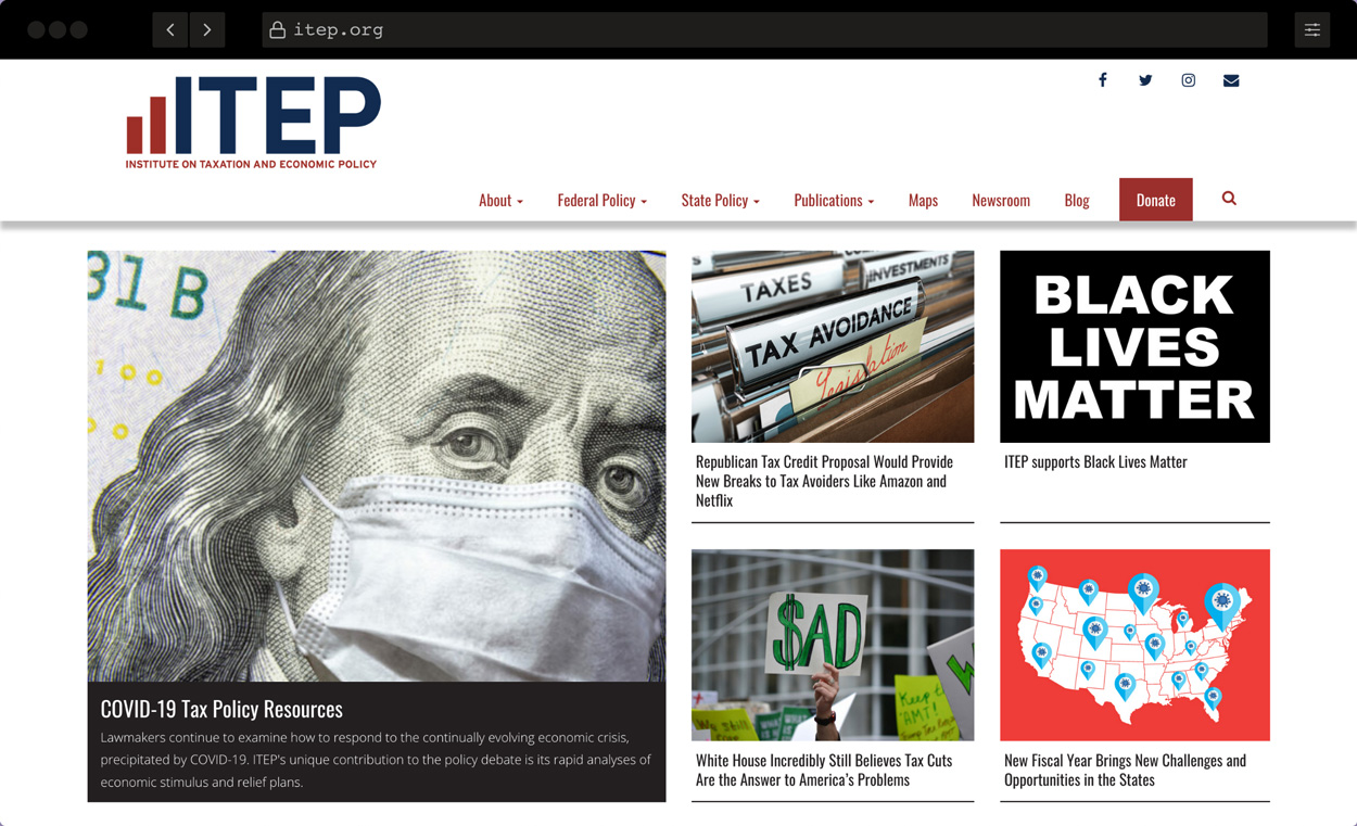 Screenshot of ITEP.org: WordPress Website for Nonprofit Think Tank in Washington DC