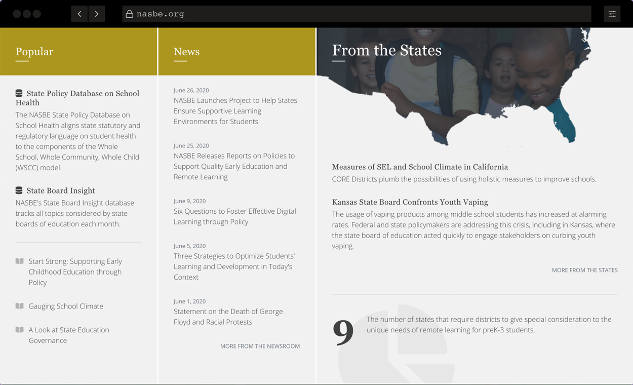 Screenshot of NASBE.org: WordPress website for nonprofit organization in Washington, DC