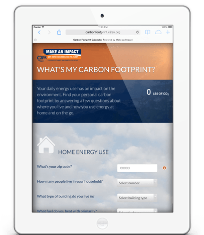 C2ES Carbon Footprint Calculator, responsive website on tablet / ipad