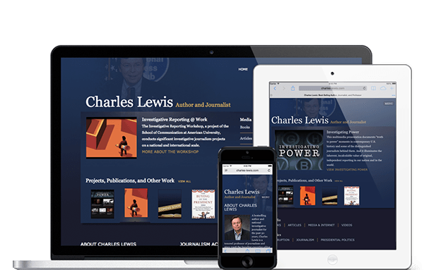 Mobile Responsive Charles Lewis Website on Laptop, iPhone, and iPad 